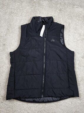 New Balance Men's Black Quilted Insulated Full Zip Stand-Up Puffer Vest XXL 2XL